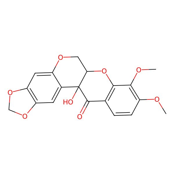 2D Structure of 1-Hydroxy-16,17-dimethoxy-5,7,11,14-tetraoxapentacyclo[11.8.0.02,10.04,8.015,20]henicosa-2,4(8),9,15(20),16,18-hexaen-21-one