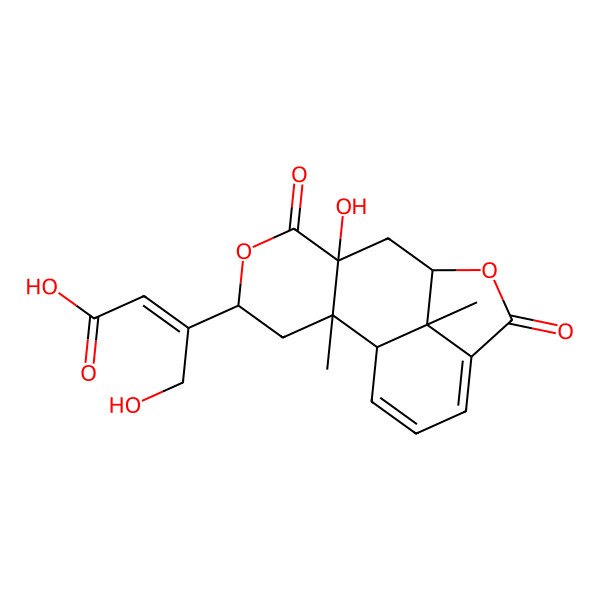 2D Structure of 4-Hydroxy-3-(7-hydroxy-2,16-dimethyl-6,11-dioxo-5,10-dioxatetracyclo[7.6.1.02,7.012,16]hexadeca-12,14-dien-4-yl)but-2-enoic acid