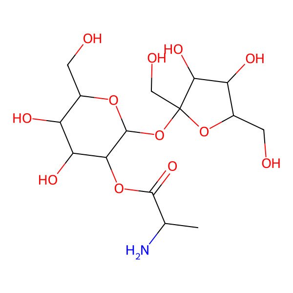 2D Structure of [(2R,3R,4S,5S,6R)-2-[(2S,3S,4S,5R)-3,4-dihydroxy-2,5-bis(hydroxymethyl)oxolan-2-yl]oxy-4,5-dihydroxy-6-(hydroxymethyl)oxan-3-yl] (2S)-2-aminopropanoate