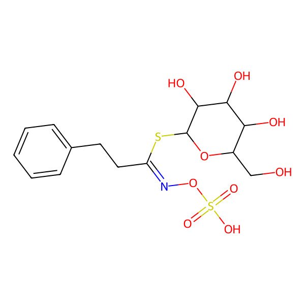 2D Structure of [(2S,3R,4R,5S,6R)-3,4,5-trihydroxy-6-(hydroxymethyl)oxan-2-yl] (1Z)-3-phenyl-N-sulfooxypropanimidothioate