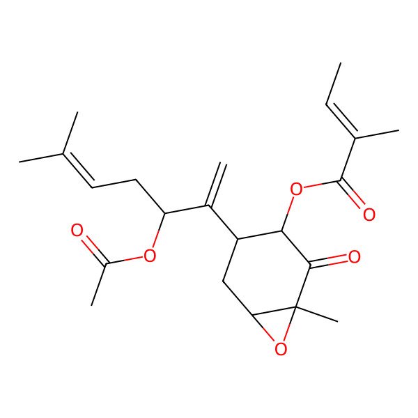 2D Structure of [4-(3-Acetyloxy-6-methylhepta-1,5-dien-2-yl)-1-methyl-2-oxo-7-oxabicyclo[4.1.0]heptan-3-yl] 2-methylbut-2-enoate