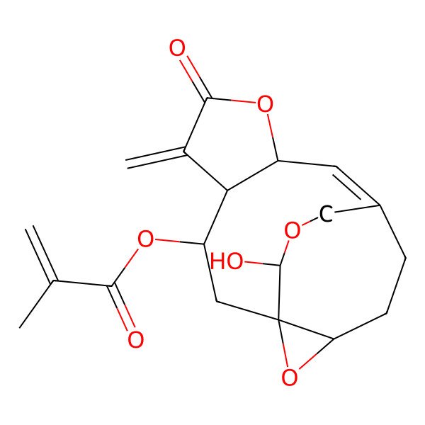 2D Structure of [(1S,3S,4S,8S,9Z,13S,15S)-15-hydroxy-5-methylidene-6-oxo-7,14,16-trioxatetracyclo[8.4.3.01,13.04,8]heptadec-9-en-3-yl] 2-methylprop-2-enoate