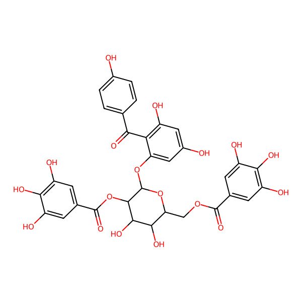 2D Structure of [(2R,3S,4S,5R,6S)-6-[3,5-dihydroxy-2-(4-hydroxybenzoyl)phenoxy]-3,4-dihydroxy-5-(3,4,5-trihydroxybenzoyl)oxyoxan-2-yl]methyl 3,4,5-trihydroxybenzoate