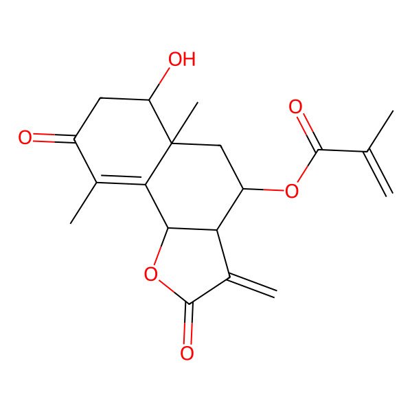 2D Structure of [(3aR,4S,5aR,6R,9bS)-6-hydroxy-5a,9-dimethyl-3-methylidene-2,8-dioxo-3a,4,5,6,7,9b-hexahydrobenzo[g][1]benzofuran-4-yl] 2-methylprop-2-enoate