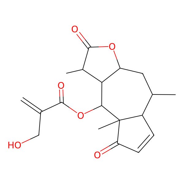 2D Structure of (1,5,8a-trimethyl-2,8-dioxo-3a,4,5,5a,9,9a-hexahydro-1H-azuleno[6,5-b]furan-9-yl) 2-(hydroxymethyl)prop-2-enoate