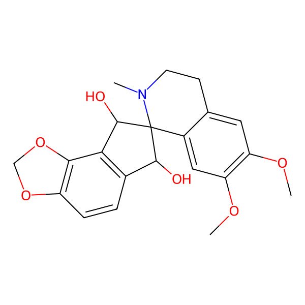 2D Structure of (1R,6'S,8'R)-6,7-dimethoxy-2-methylspiro[3,4-dihydroisoquinoline-1,7'-6,8-dihydrocyclopenta[g][1,3]benzodioxole]-6',8'-diol