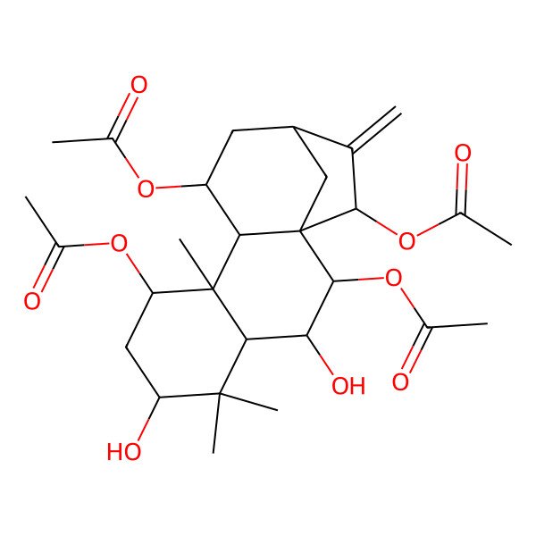 2D Structure of (2,8,15-Triacetyloxy-3,6-dihydroxy-5,5,9-trimethyl-14-methylidene-11-tetracyclo[11.2.1.01,10.04,9]hexadecanyl) acetate