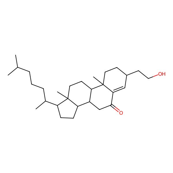 2D Structure of (3R,8S,9S,10R,13R,14S,17R)-3-(2-hydroxyethyl)-10,13-dimethyl-17-[(2R)-6-methylheptan-2-yl]-1,2,3,7,8,9,11,12,14,15,16,17-dodecahydrocyclopenta[a]phenanthren-6-one