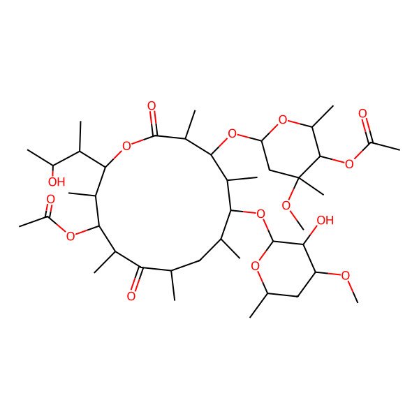 2D Structure of [(3S,4S,5R,7R,9S,10S,11R,12S,13R)-12-[(2R,4R,5R,6S)-5-acetyloxy-4-methoxy-4,6-dimethyloxan-2-yl]oxy-2-[(2S,3S)-3-hydroxybutan-2-yl]-10-[(2S,3R,4S,6R)-3-hydroxy-4-methoxy-6-methyloxan-2-yl]oxy-3,5,7,9,11,13-hexamethyl-6,14-dioxo-oxacyclotetradec-4-yl] acetate
