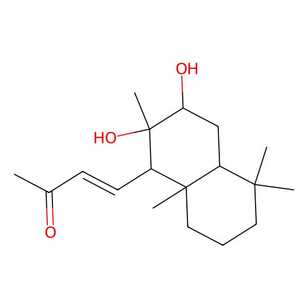 2D Structure of (E)-4-[(1R,2S,3S,4aS,8aS)-2,3-dihydroxy-2,5,5,8a-tetramethyl-3,4,4a,6,7,8-hexahydro-1H-naphthalen-1-yl]but-3-en-2-one