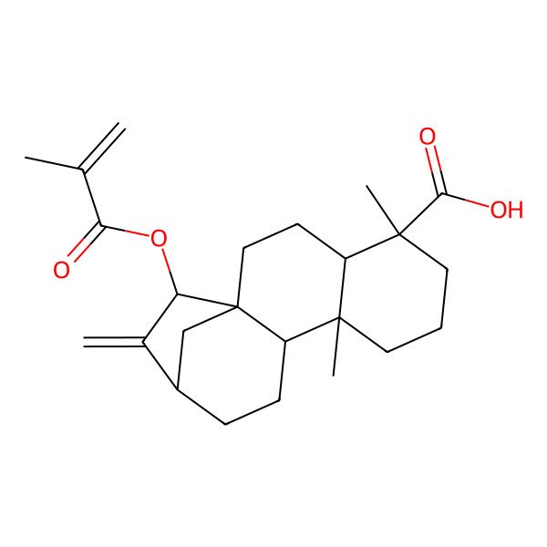 2D Structure of (1R,4S,5R,9S,10R,13R,15S)-5,9-dimethyl-14-methylidene-15-(2-methylprop-2-enoyloxy)tetracyclo[11.2.1.01,10.04,9]hexadecane-5-carboxylic acid