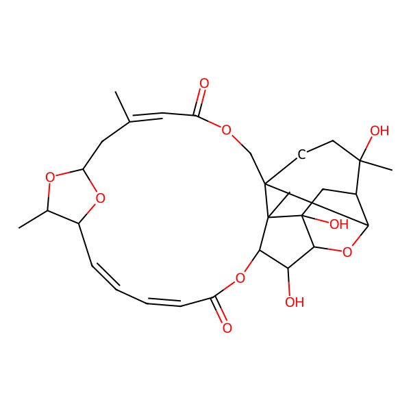 2D Structure of (1R,2S,3S,6Z,8E,10S,11S,13R,15E,20R,23S,24S,25R,27R,29R)-1,23,29-trihydroxy-2,11,15,23-tetramethyl-4,12,18,26,30-pentaoxahexacyclo[22.3.1.13,27.110,13.02,20.020,25]triaconta-6,8,15-triene-5,17-dione