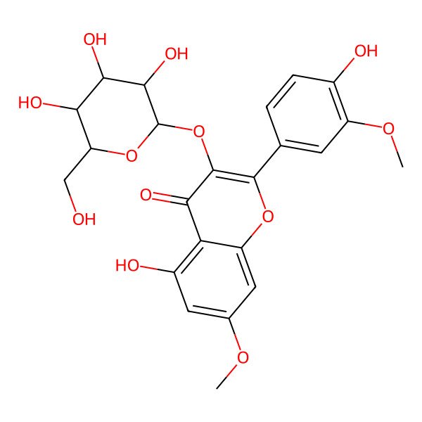 2D Structure of 5-hydroxy-2-(4-hydroxy-3-methoxyphenyl)-7-methoxy-3-[(2S,3R,4R,5S,6R)-3,4,5-trihydroxy-6-(hydroxymethyl)oxan-2-yl]oxychromen-4-one