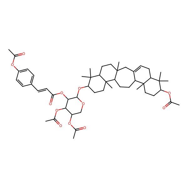 2D Structure of [4,5-Diacetyloxy-2-[(19-acetyloxy-3,7,7,11,16,20,20-heptamethyl-8-pentacyclo[13.8.0.03,12.06,11.016,21]tricos-1(23)-enyl)oxy]oxan-3-yl] 3-(4-acetyloxyphenyl)prop-2-enoate
