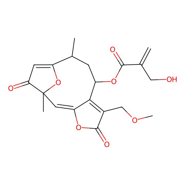 2D Structure of [6-(Methoxymethyl)-1,10-dimethyl-5,13-dioxo-4,14-dioxatricyclo[9.2.1.03,7]tetradeca-2,6,11-trien-8-yl] 2-(hydroxymethyl)prop-2-enoate