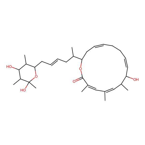 2D Structure of (3E,5E,7R,8R,9E,13E,16S)-16-[(E,2S)-6-[(2S,3S,4R,5S)-4,6-dihydroxy-3,5,6-trimethyloxan-2-yl]hex-4-en-2-yl]-8-hydroxy-3,5,7-trimethyl-1-oxacyclohexadeca-3,5,9,13-tetraen-2-one