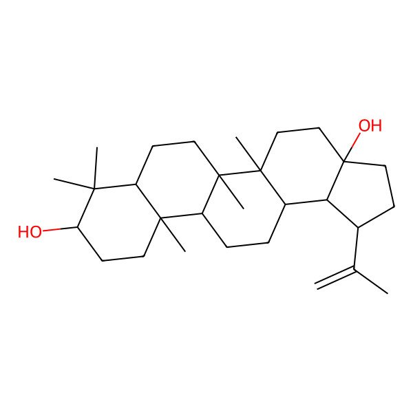2D Structure of 5a,5b,8,8,11a-Pentamethyl-1-prop-1-en-2-yl-1,2,3,4,5,6,7,7a,9,10,11,11b,12,13,13a,13b-hexadecahydrocyclopenta[a]chrysene-3a,9-diol