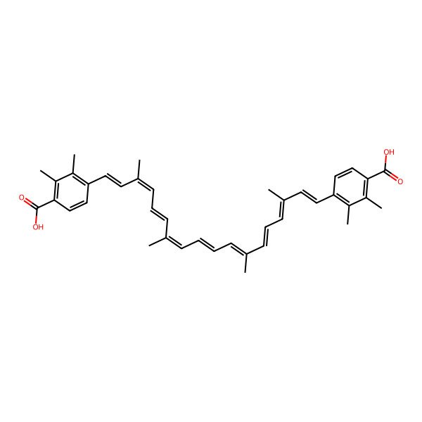 2D Structure of 4-[18-(4-Carboxy-2,3-dimethylphenyl)-3,7,12,16-tetramethyloctadeca-1,3,5,7,9,11,13,15,17-nonaenyl]-2,3-dimethylbenzoic acid