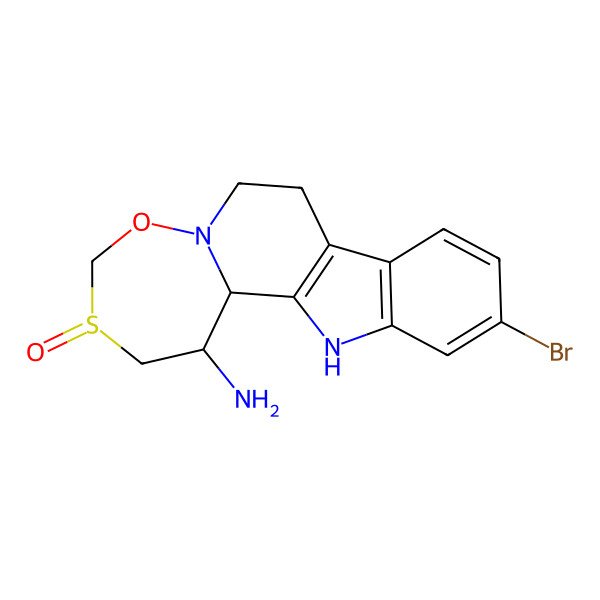 2D Structure of 15-Bromo-5-oxo-7-oxa-5lambda4-thia-8,18-diazatetracyclo[9.7.0.02,8.012,17]octadeca-1(11),12(17),13,15-tetraen-3-amine