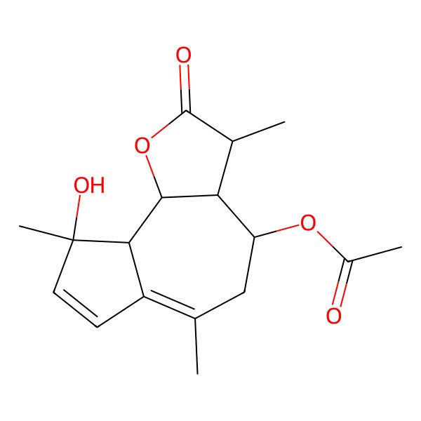 2D Structure of [(3S,3aR,4R,9S,9aS,9bS)-9-hydroxy-3,6,9-trimethyl-2-oxo-3,3a,4,5,9a,9b-hexahydroazuleno[4,5-b]furan-4-yl] acetate