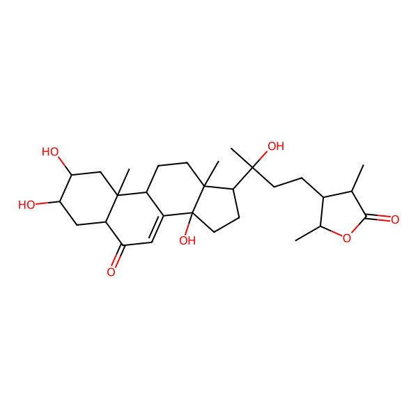 2D Structure of 4-[3-hydroxy-3-(2,3,14-trihydroxy-10,13-dimethyl-6-oxo-2,3,4,5,9,11,12,15,16,17-decahydro-1H-cyclopenta[a]phenanthren-17-yl)butyl]-3,5-dimethyloxolan-2-one
