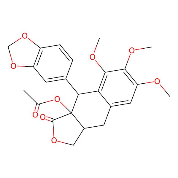 2D Structure of [(3aS,4R,9aS)-4-(1,3-benzodioxol-5-yl)-5,6,7-trimethoxy-3-oxo-1,4,9,9a-tetrahydrobenzo[f][2]benzofuran-3a-yl] acetate