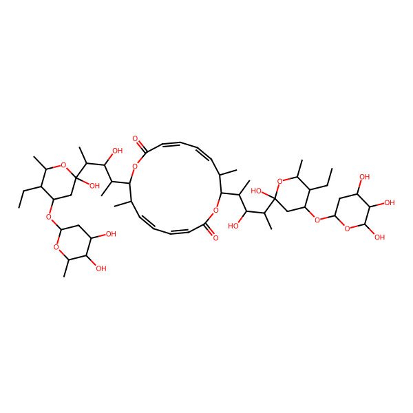 2D Structure of (3E,5E,7S,8S,11E,13E,15S,16S)-8-[(2S,3R,4S)-4-[(2R,4R,5R,6R)-4-[(2R,4S,5S,6S)-4,5-dihydroxy-6-methyloxan-2-yl]oxy-5-ethyl-2-hydroxy-6-methyloxan-2-yl]-3-hydroxypentan-2-yl]-16-[(2S,3R,4S)-4-[(2R,4R,5R,6R)-5-ethyl-2-hydroxy-6-methyl-4-[(2R,4S,5S,6R)-4,5,6-trihydroxyoxan-2-yl]oxyoxan-2-yl]-3-hydroxypentan-2-yl]-7,15-dimethyl-1,9-dioxacyclohexadeca-3,5,11,13-tetraene-2,10-dione