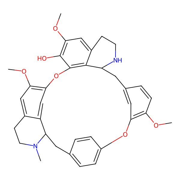 2D Structure of 9,20,25-Trimethoxy-30-methyl-7,23-dioxa-15,30-diazaheptacyclo[22.6.2.23,6.18,12.114,18.027,31.022,33]hexatriaconta-3(36),4,6(35),8,10,12(34),18,20,22(33),24,26,31-dodecaen-21-ol