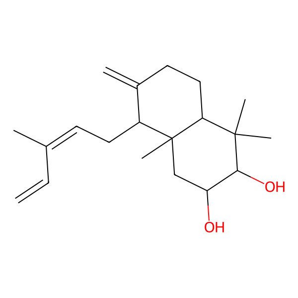 2D Structure of 4,4,8a-trimethyl-7-methylidene-8-(3-methylpenta-2,4-dienyl)-2,3,4a,5,6,8-hexahydro-1H-naphthalene-2,3-diol
