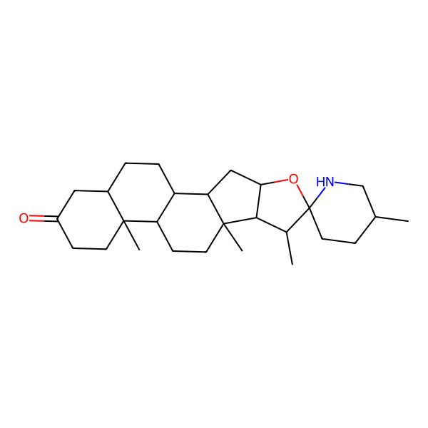 2D Structure of (1R,2S,4S,5'R,6R,7S,8R,9S,12S,13S,18R)-5',7,9,13-tetramethylspiro[5-oxapentacyclo[10.8.0.02,9.04,8.013,18]icosane-6,2'-piperidine]-16-one