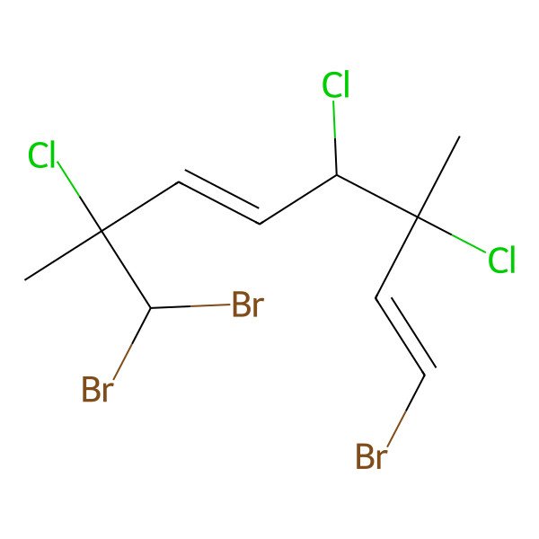 2D Structure of (1E,3R,4S,5E,7S)-1,8,8-tribromo-3,4,7-trichloro-3,7-dimethylocta-1,5-diene