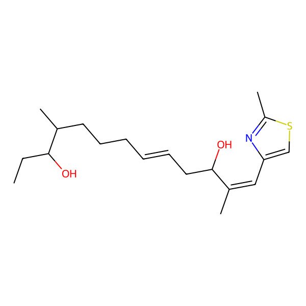 2D Structure of (1E,3S,5Z,10S,11R)-2,10-dimethyl-1-(2-methyl-1,3-thiazol-4-yl)trideca-1,5-diene-3,11-diol