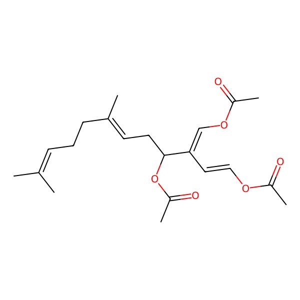2D Structure of [(1E,3Z,4R,6E)-4-acetyloxy-3-(acetyloxymethylidene)-7,11-dimethyldodeca-1,6,10-trienyl] acetate