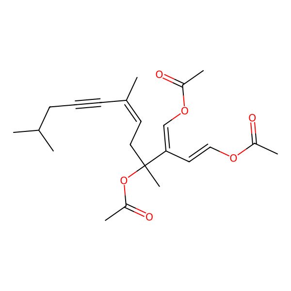 2D Structure of [(1E,3Z,4S,6E)-4-acetyloxy-3-(acetyloxymethylidene)-4,7,11-trimethyldodeca-1,6-dien-8-ynyl] acetate