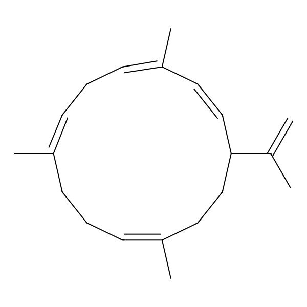 2D Structure of (1E,3Z,6E,10E,14S)-3,7,11-trimethyl-14-prop-1-en-2-ylcyclotetradeca-1,3,6,10-tetraene