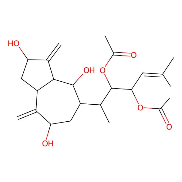 2D Structure of [(4S,5S,6R)-6-[(2R,3aR,4S,5R,7S,8aS)-2,4,7-trihydroxy-3,8-dimethylidene-1,2,3a,4,5,6,7,8a-octahydroazulen-5-yl]-5-acetyloxy-2-methylhept-2-en-4-yl] acetate