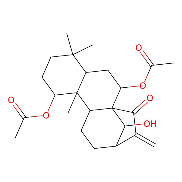 2D Structure of (2-Acetyloxy-16-hydroxy-5,5,9-trimethyl-14-methylidene-15-oxo-8-tetracyclo[11.2.1.01,10.04,9]hexadecanyl) acetate