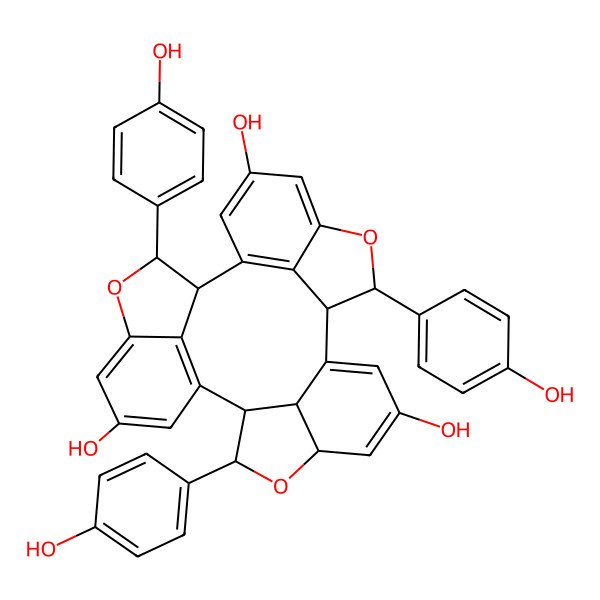 2D Structure of (2S,3S,10R,11R,18S,19R,21S,25S)-3,11,19-tris(4-hydroxyphenyl)-4,12,20-trioxaheptacyclo[16.6.1.12,5.110,13.021,25.09,27.017,26]heptacosa-1(24),5,7,9(27),13,15,17(26),22-octaene-7,15,23-triol