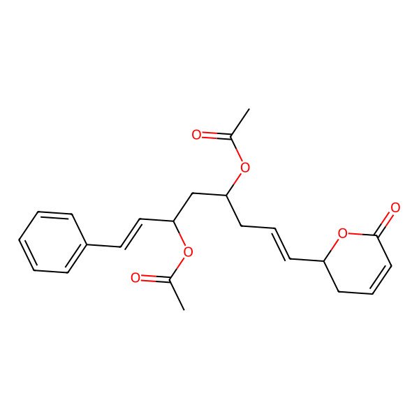 2D Structure of [(1E,4S,6R,7E)-6-acetyloxy-1-[(2R)-6-oxo-2,3-dihydropyran-2-yl]-8-phenylocta-1,7-dien-4-yl] acetate