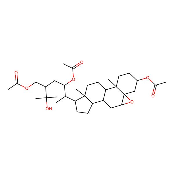 2D Structure of [4-Acetyloxy-5-(5-acetyloxy-2,16-dimethyl-8-oxapentacyclo[9.7.0.02,7.07,9.012,16]octadecan-15-yl)-2-(2-hydroxypropan-2-yl)hexyl] acetate
