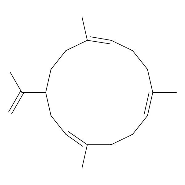 2D Structure of (1E,5E,12R)-1,5,9-trimethyl-12-prop-1-en-2-ylcyclotetradeca-1,5,9-triene