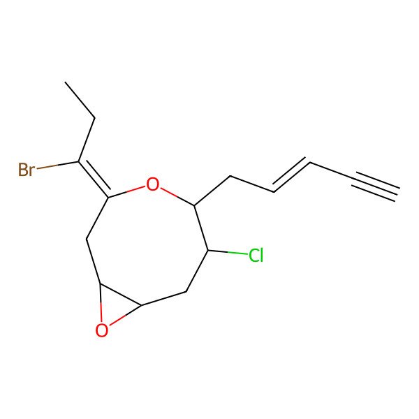 2D Structure of (1R,3Z,5R,6R,8S)-3-(1-bromopropylidene)-6-chloro-5-[(E)-pent-2-en-4-ynyl]-4,9-dioxabicyclo[6.1.0]nonane