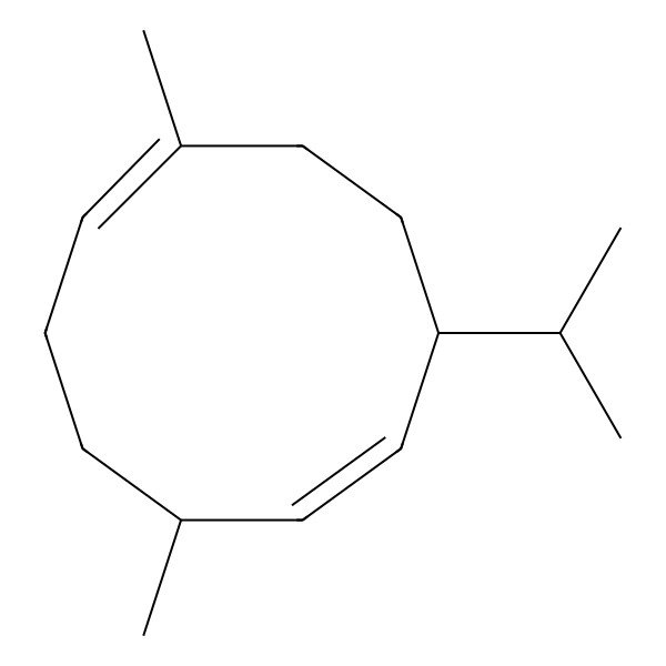2D Structure of (1E,5S,6E,8S)-1,5-dimethyl-8-propan-2-ylcyclodeca-1,6-diene