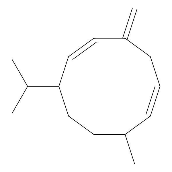 2D Structure of (1E,5Z,7S,10R)-7-methyl-3-methylidene-10-propan-2-ylcyclodeca-1,5-diene