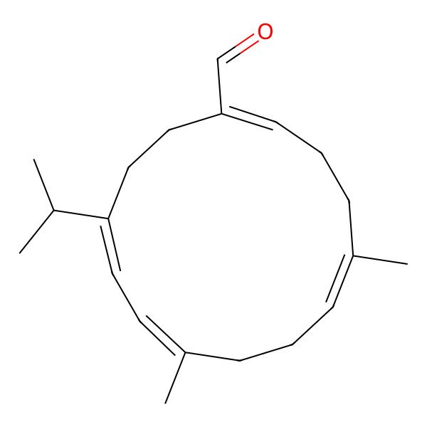 2D Structure of (1E,5Z,9Z,11E)-5,9-dimethyl-12-propan-2-ylcyclotetradeca-1,5,9,11-tetraene-1-carbaldehyde