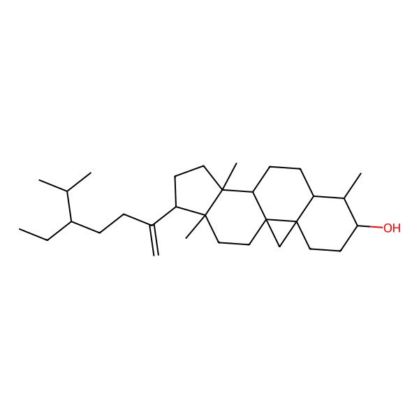 2D Structure of 15-(5-Ethyl-6-methylhept-1-en-2-yl)-7,12,16-trimethylpentacyclo[9.7.0.01,3.03,8.012,16]octadecan-6-ol