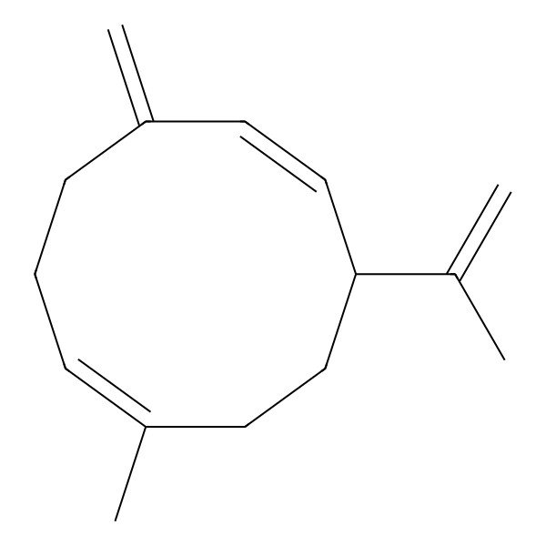 2D Structure of (1E,6E,8R)-1-methyl-5-methylidene-8-prop-1-en-2-ylcyclodeca-1,6-diene