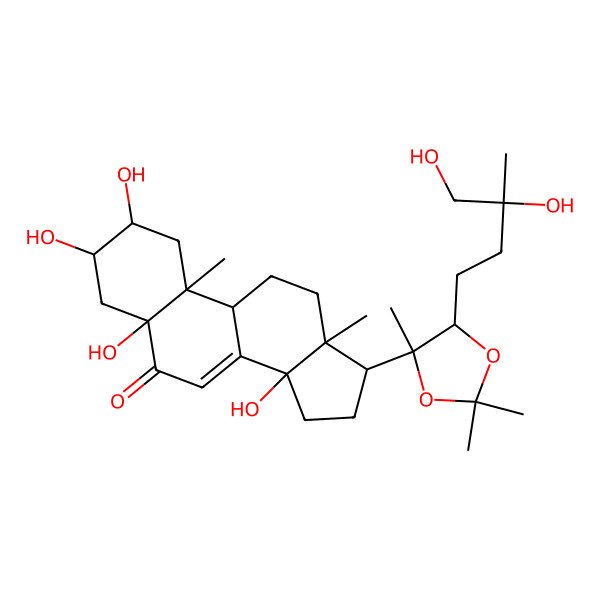 2D Structure of (2S,3R,5S,9R,10R,13R,14S,17S)-17-[(4R,5R)-5-[(3S)-3,4-dihydroxy-3-methylbutyl]-2,2,4-trimethyl-1,3-dioxolan-4-yl]-2,3,5,14-tetrahydroxy-10,13-dimethyl-1,2,3,4,9,11,12,15,16,17-decahydrocyclopenta[a]phenanthren-6-one