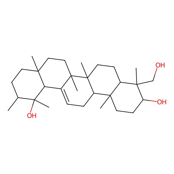 2D Structure of 9-(Hydroxymethyl)-1,2,4a,6a,6b,9,12a-heptamethyl-2,3,4,5,6,6a,7,8,8a,10,11,12,13,14b-tetradecahydropicene-1,10-diol
