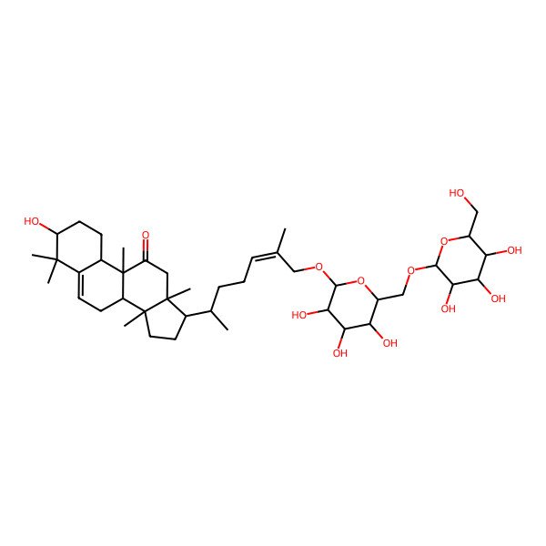 2D Structure of 3-Hydroxy-4,4,9,13,14-pentamethyl-17-[6-methyl-7-[3,4,5-trihydroxy-6-[[3,4,5-trihydroxy-6-(hydroxymethyl)oxan-2-yl]oxymethyl]oxan-2-yl]oxyhept-5-en-2-yl]-1,2,3,7,8,10,12,15,16,17-decahydrocyclopenta[a]phenanthren-11-one